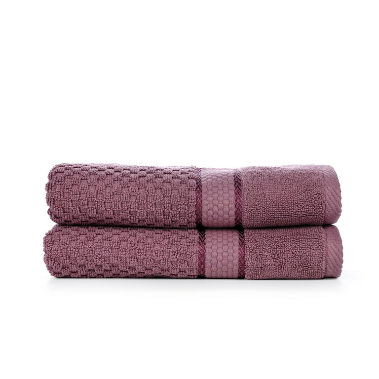 Ample Decor 100% Cotton Hand Towel for Kitchen Set of 2, OEKO TEX  Certified, for Bathroom, Hotel, Spa, Gym, Kitchen - Grape Purple - 18 X 28  Inch -Mulaayam Collection 