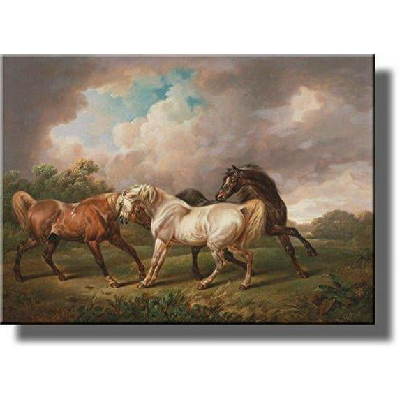 Three Horses by Towne, Picture on Stretched Canvas, Wall Art Décor, Ready to Hang!