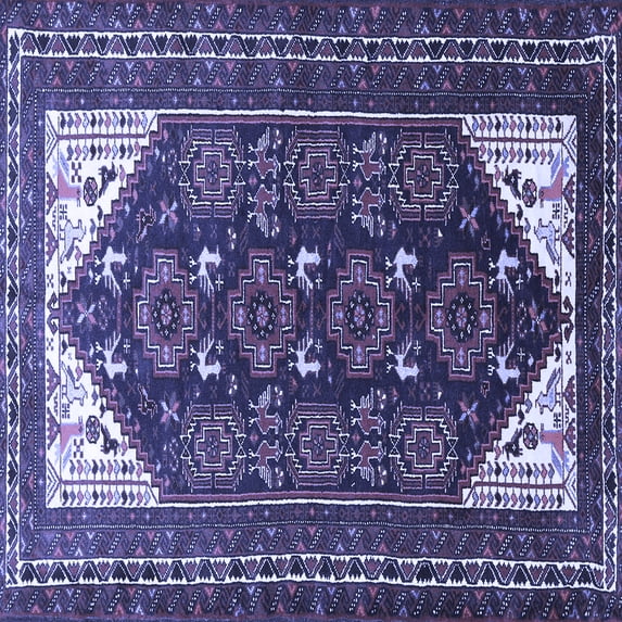 Ahgly Company Indoor Square Persian Blue Traditional Area Rugs, 8' Square