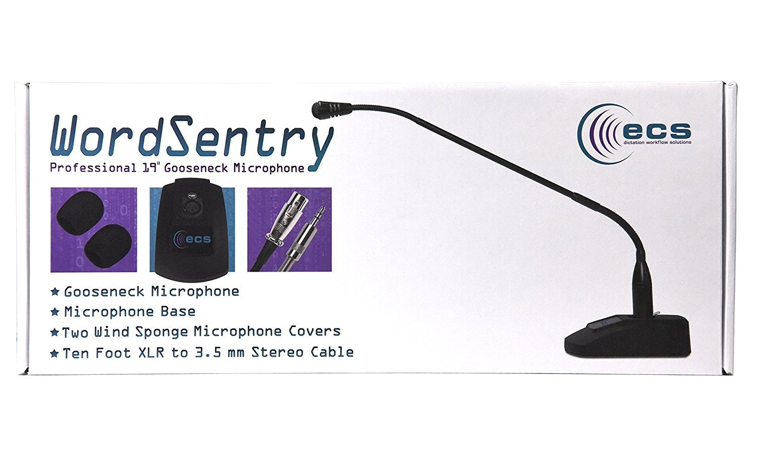 WordSentry Professional Gooseneck 3.5 mm Conference Uni-Directional Cardioid Microphone with Anti-slip base and Adjustable Heavy Duty Metal Design