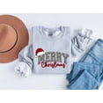 thumbnail image 2 of Merry Christmas Sweatshirt | Sand Color Leopard Print Letters Holiday Pullover, 2 of 5