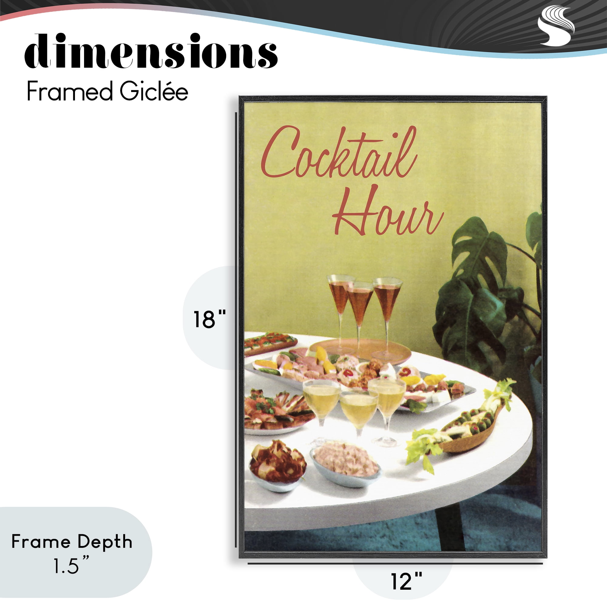 Stupell Industries Cocktail Hour Table Spread Black Framed Giclee Art, design by Tim Wright