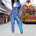 thumbnail image 4 of QHFBli Womens Shiny Metallic 2 Piece Outfits Colorblock Holographic Jogger Long Sleeve Crop Hoodie Sweatsuit Sets, 4 of 5