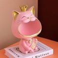 thumbnail image 4 of Lucky Cat Escultura Moderna Resina Miniatura Hogar Salón Decoración (Rosa), 4 of 7
