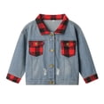 thumbnail image 2 of HCNTES Boys Girls Basic Jean Jacket Kids Casual Denim Coat Classic Outwear（Red,6-12 Months), 2 of 6