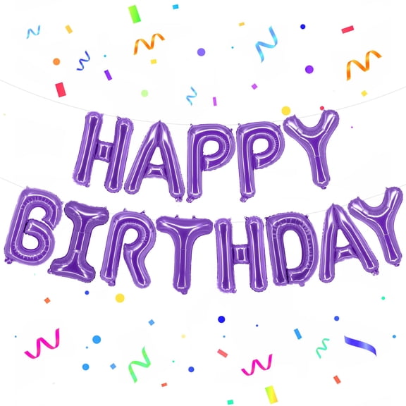 KatchOn, Purple Happy Birthday Balloons - 16 Inch, Helium Supported | Foil Happy Birthday Balloons for Purple Birthday Decorations | Happy Bday Balloon Banner | Unicorn Birthday Decorations