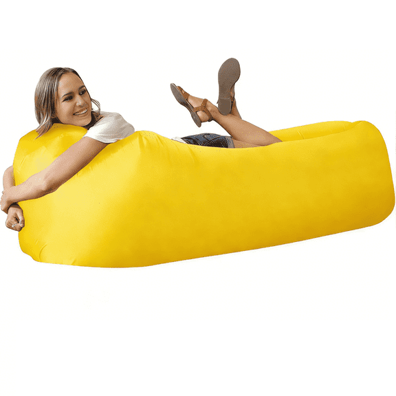 Inflatable Couch Air Lounger Chair - Camping & Beach Accessories, Portable Blow up Sofa for Hiking, Lawn, Indoor/Outdoor Movies & Music Festivals. Lightweight and Easy to Set Up Air Hammock（yellow）