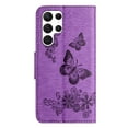 thumbnail image 3 of Allytech Galaxy S25 Ultra Wallet Case, PU Leather Butterfly Embossed Flip Folio Stand Protective Shockproof Cards Holder Hand Wrist Bumper Phone Case Cover for Samsung Galaxy S25 Ultra - Purple, 3 of 7