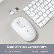 X9 Wireless USB C Mouse - Multi-Device 2.4G RF Cordless Mouse for Apple and PC laptop and tablets - White