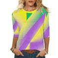 thumbnail image 2 of Ladies Mardi Gras Tops Funny Graphic Crew Neck Tee Shirts Lightweight 3/4 Sleeve New-Orleans Party Pullover Soft Fat Tuesday Outfits 2026, 2 of 7