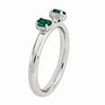 thumbnail image 3 of Sterling Silver Stackable Expressions 0.34 Ct. Created Emerald Two Stone Ring Size 7, 3 of 4