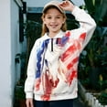thumbnail image 2 of Uourmeti American Flag Horse Kids Christmas Hoodies Half Zipper Sweatshirt Pullover Sweatshirts Festive Holiday Wear for Party Celebration Gift Size 9-10, 2 of 7