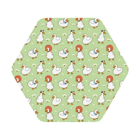 

Giroia Cartoon Duck Coasters Leather Coasters Set of 6 Coaster for Drinks Hexagon