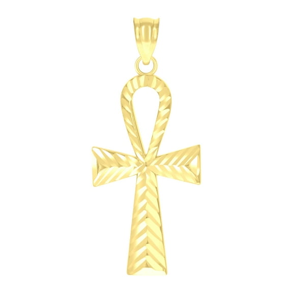 10k Yellow Gold Womens Egyptian Ankh Cross Religious Charm Pendant Pendant Necklace for Women