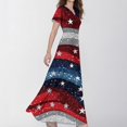 thumbnail image 4 of Women's Starry Design V-Neck Maxi Dress, Patriotic American Flag Inspired Summer Casual Long Dress for Independence Day 4th of July ,Vermilion L, 4 of 5