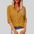 thumbnail image 7 of MELDVDIB Womens Button Down Shirts Turn Down Collar Long Sleeve Shirts Loose Summer Tops Fashion Casual Solid Color Vacation Shirts, 7 of 7