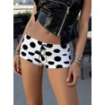 thumbnail image 4 of LMLYSoH Women's Dot Print Mini Shorts Summer Fashionable Fold Over Low Waist Micro Shorts, 4 of 9