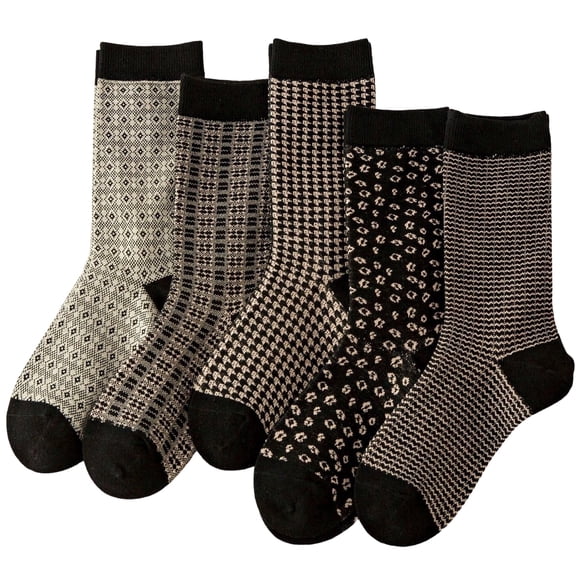 Kicpot 5-Pairs Moisture Wicker Women Socks Crew Socks Fall Aesthetic Long Preppy