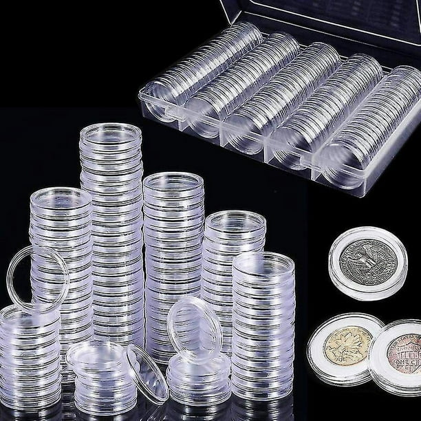 100 Uds cápsulas para monedas de plástico colección de monedas con caja de almacenamiento para colección de monedas (hy)