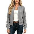 thumbnail image 4 of FDGIU Women's Waffle Knit Full Zip Jacket, Rib Cuff Long Sleeve Casual Sweatshirt Coat with Arm Zipper Pocket for Spring Fall Daily Lounge Layering, 4 of 5