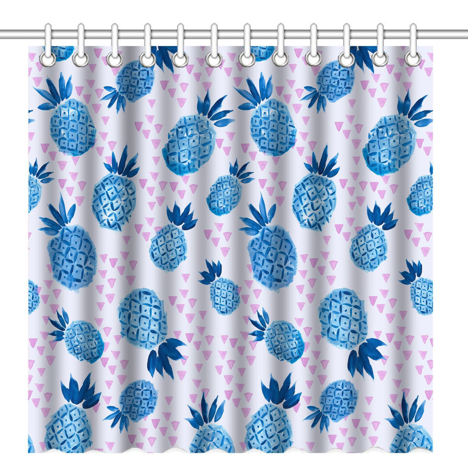Watercolor Pineapple Polyester Waterproof Fabric Shower Curtain Set Bath Curtain 