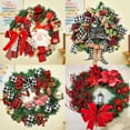 thumbnail image 4 of Christmas Buffalo Plaid Bow Door Wreath Artificial Pine Cones Bell Garland Decor, 4 of 18