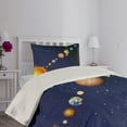 thumbnail image 3 of Ambesonne Space Quilted Coverlet 2 Pcs, Solar System with Sun, Twin Size, Dark Blue Orange, 3 of 5