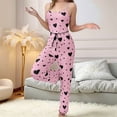 thumbnail image 4 of Pijama de Dos Piezas con Top Corto con Estampado de Corazones y Pantalones Anchos para Mujer. Ropa de Dormir para Estar en Casa. Amor Negro y Rosa S, 4 of 7