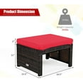 thumbnail image 2 of DORTALA 2 Piece Patio Wicker Ottomans, Outdoor Foot Rest with Cushions, PE Rattan Footstool for Patio, Garden, Poolside, Red, 2 of 8