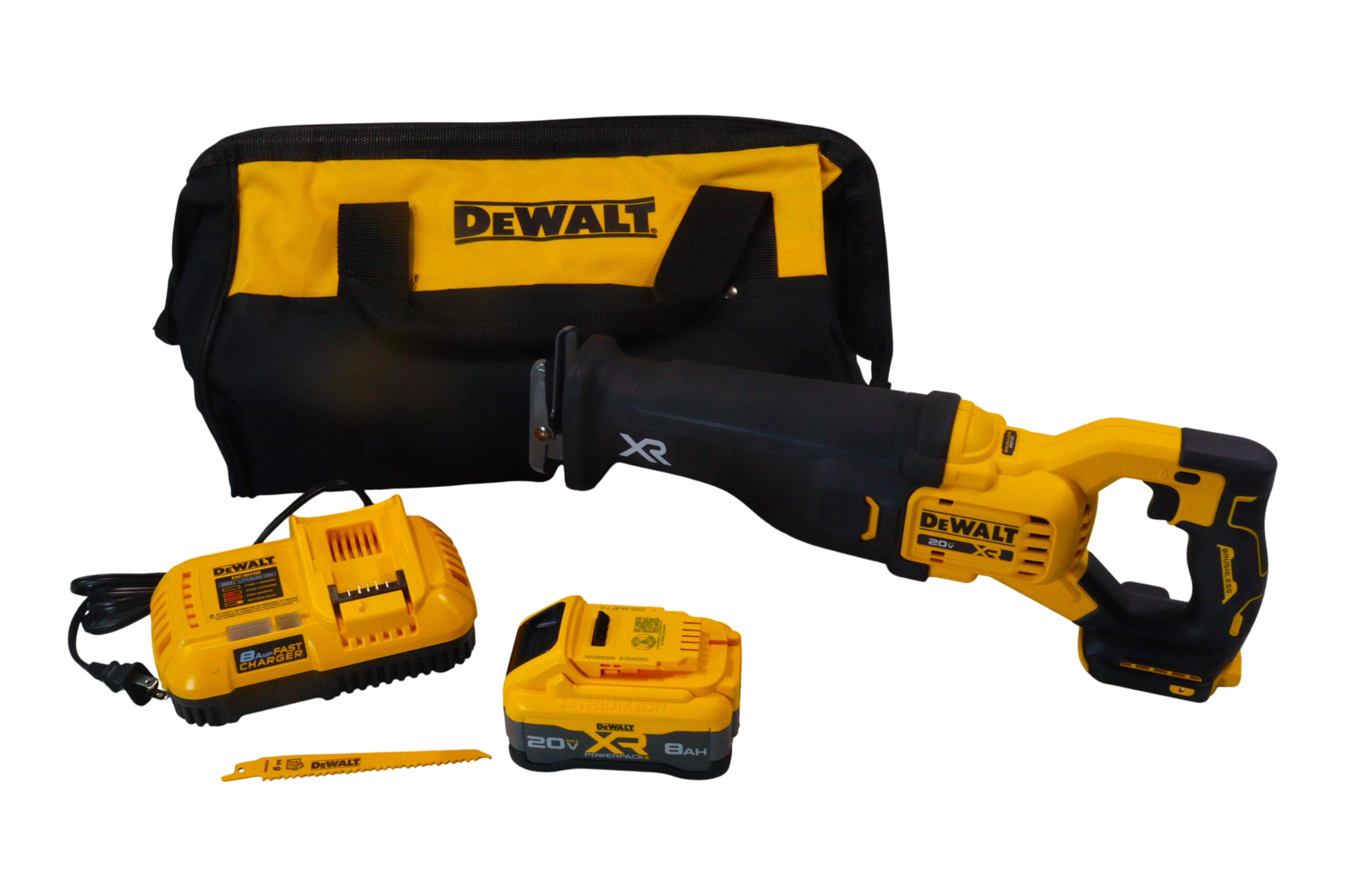 DEWALT DCS384WW1 20V XR Lithium-Ion Cordless Reciprocating Saw Kit with 8.0 Ah Battery and Charger