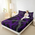 thumbnail image 4 of Manfei Grunge Geometric Lines Bed Sheets 4pcs, Contemporary Abstract King Sheets, Black Gray Purple Sheet Set, Ultra Soft Home Decor, 4 of 7