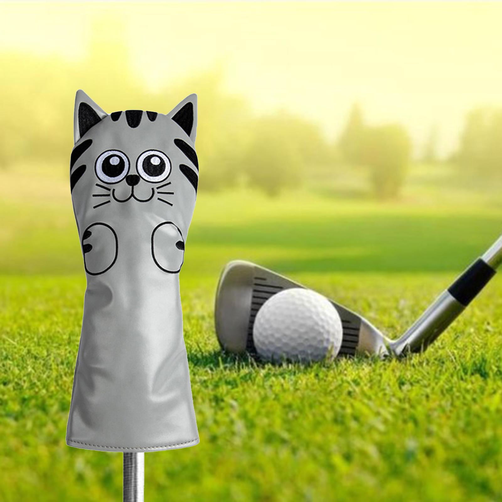 harayaa Golf Club Head Covers Mallet Putter Cat Pattern Accessories Putter Cue Headcover Driver Grey