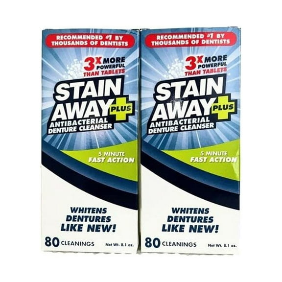 Stain Away Plus Denture Cleanser 5-Minute Fast Action 8.1oz. (Pack of 2)