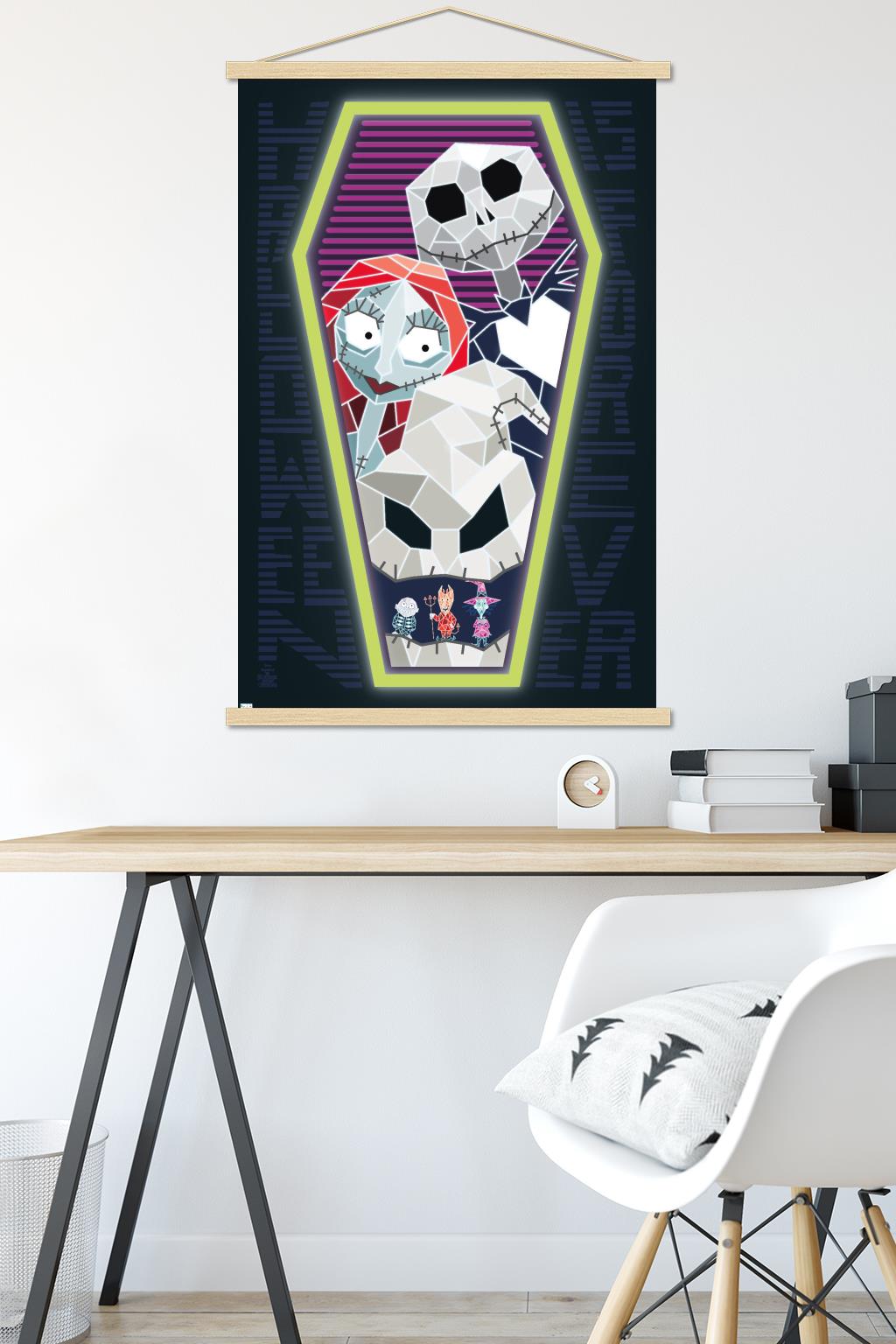 Disney Nightmare Before Christmas - Coffin Wall Poster with Wooden Magnetic Frame, 22.375" x 34"