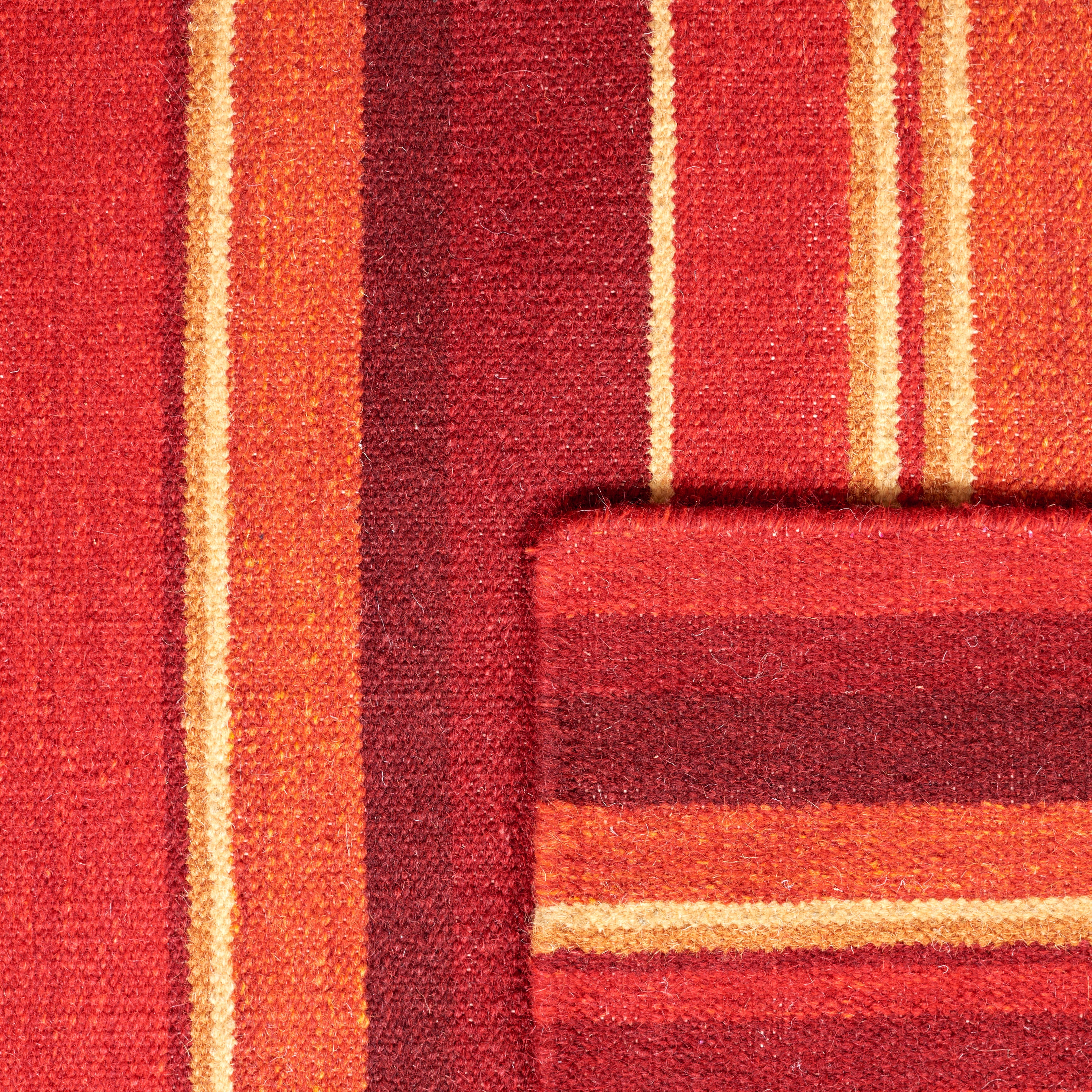 SAFAVIEH Striped Kilim Colbert Striped Area Rug, Red, 7' x 7' Square