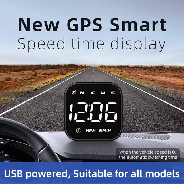SPRING Car HUD GPS Head Up Display Speedometer Odometer Car Digital Speed KMH for MPH White