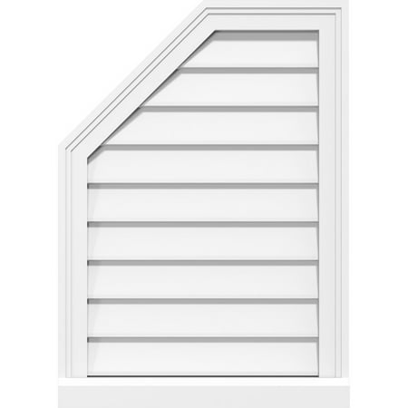

18 W x 36 H Half Octagon Top Left Surface Mount PVC Gable Vent: Non-Functional w/ 2 W x 2 P Brickmould Sill Frame