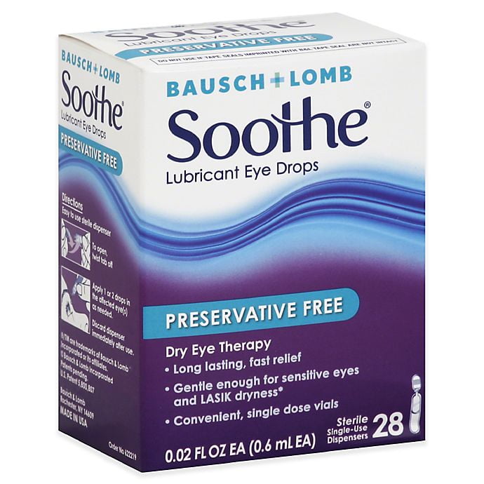Bausch + Lomb Soothe 28-Count Lubricant Eye Drops Preservative Free