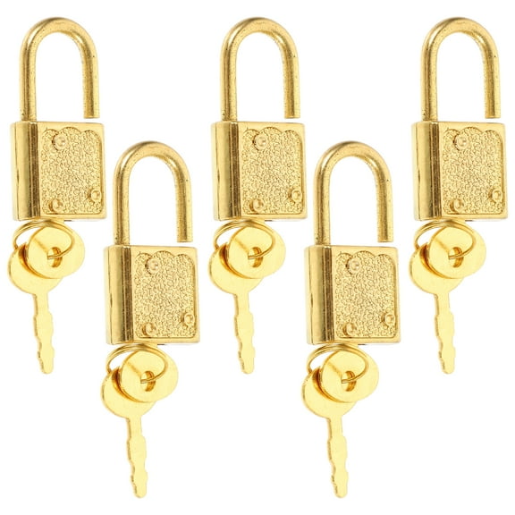 5Pcs Antique Gold Padlock, Vintage Padlocks Retro Metal Lock and Key