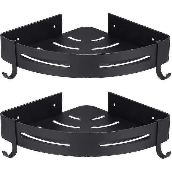 26-27 Shower Shelf Corner Shelf Shower Basket Drilling-free Shower Shelves For Bathroom, Space Aluminum, Matte Finish, Bathroom Shelf, 2-piece Black