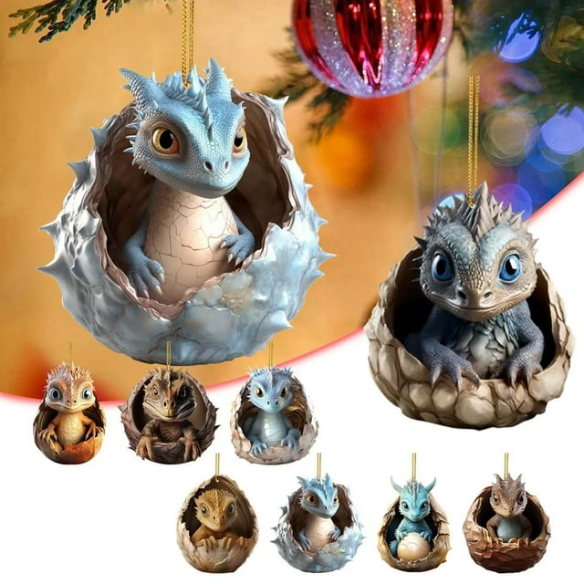 Xihbxyly Colgante de Dinosaurio Navideño, Decoración Acrílica para Coche, Bonita Manualidad Navideña, Adorno para Árbol Festivo, Etiqueta de Regalo Multiusos, Accesorio para Espejo Retrovisor, 1 Unid