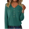 thumbnail image 2 of Winter Plus Size Fall Sweaters for Women Women's V Neck Cut Sweater With Buttons Soft Wool Knit Pullover Slim Fit Base Layer For Daily Wear, 2 of 4