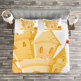thumbnail image 3 of Ambesonne Summer Quilted Bedspread Set 3 Pcs, Sand Castle Kingdom Summer, Queen Size, Pale Yellow, 3 of 3