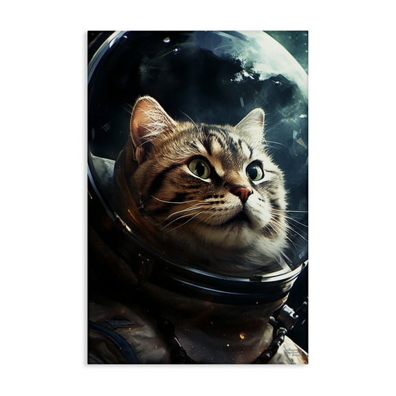 Stupell Industries Amazed Astronaut Cat Animals & Insects Painting Gallery Wrapped Canvas Art Print Wall Art, 16 x 24