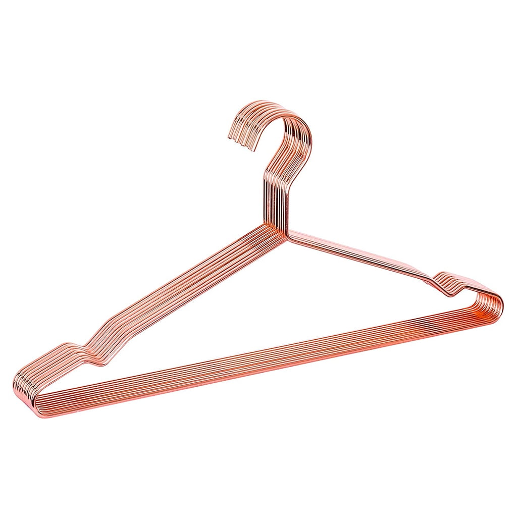 HOUSE DAY Gold Metal Shirt Hanger Space Saving Metal Clothes Hangers with Notches Heavy Duty Strong Metal Wire Hanger for T-shirt Dress Coat Jacket Trousers 42cm 20 Pack 