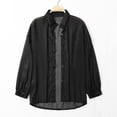 thumbnail image 4 of VNKIDY Womens Solid Color Sheer Long Sleeve Button Down Shirt With Turn Down Collar Loose Fit For Summer Beach Cover Up Casual Daily Wear Black One Size, 4 of 6