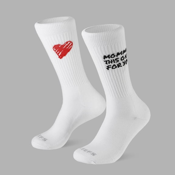 Momma White Crew Socks