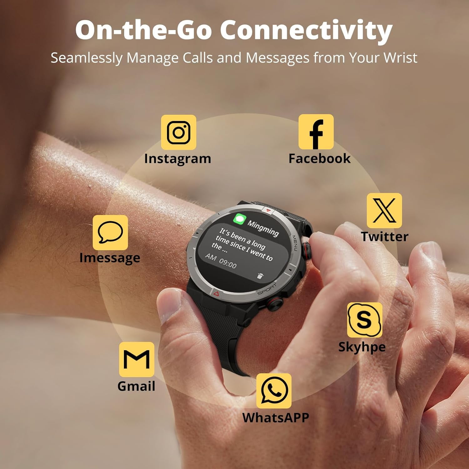 Men Smart Watches for Android/iphone 5ATM Waterproof 1.53'' HD Display,107 Sports Mode,Bluetooth Calling,Silver