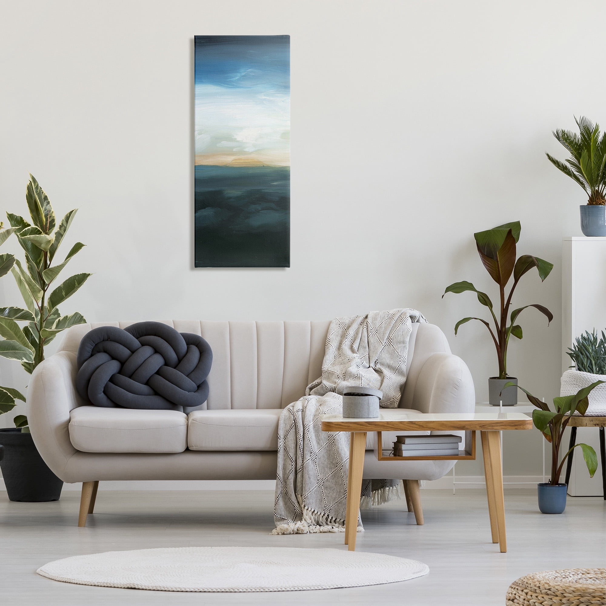 Stupell Industries Dark Abstract Sunrise Landscape Painting Gallery Wrapped Canvas Art Print Wall Art, 17 x 40