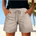 thumbnail image 2 of Womens Shorts 2026 Comfy Summer Drawstring High Waist Cotton Shorts with Pockets for Women Trendy by Yigetop Beige L, 2 of 7